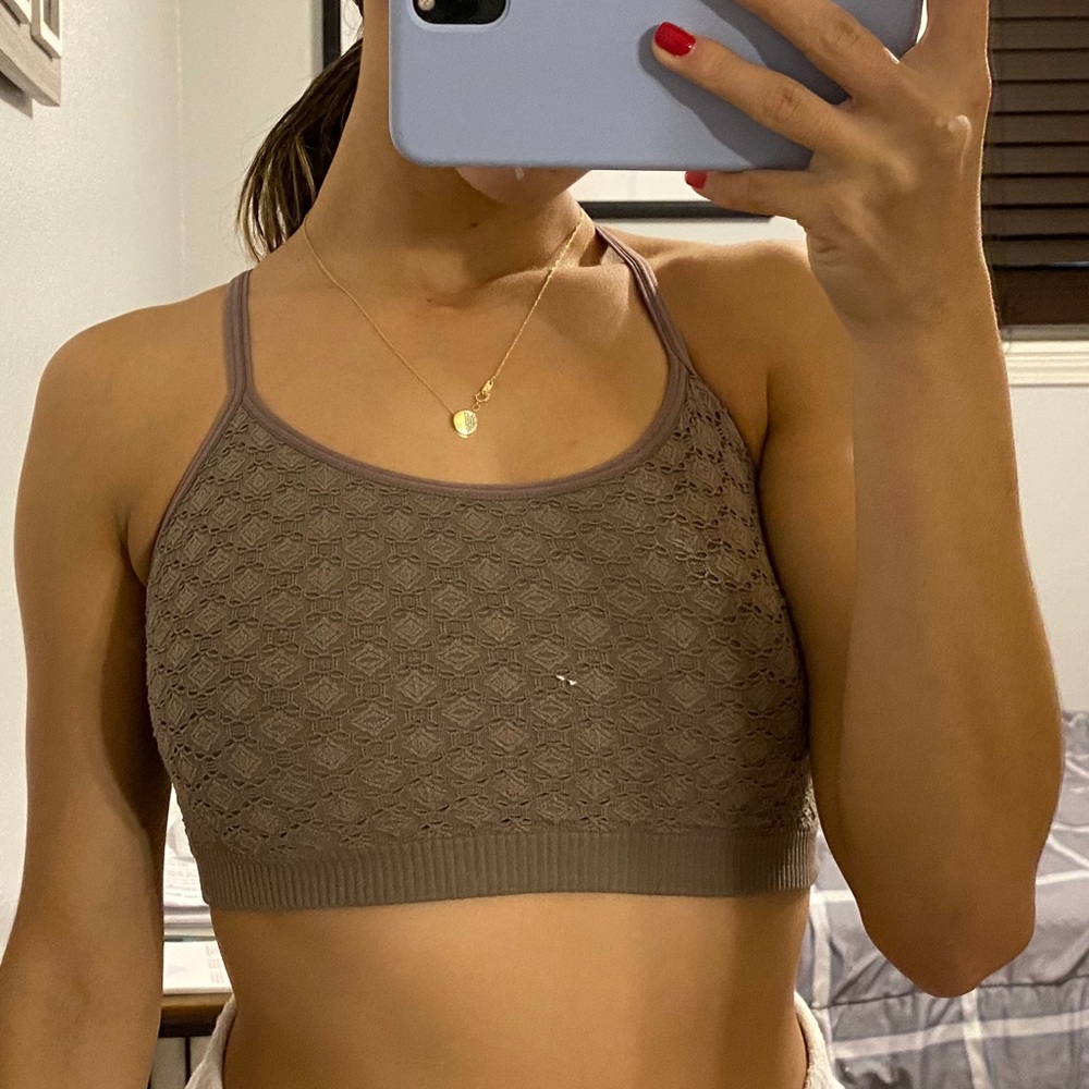 Olive green knit crop top bralette
